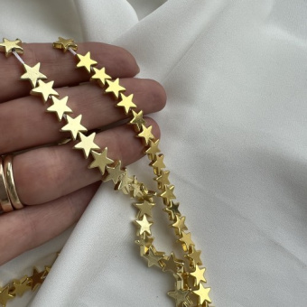 Бусина «Звезда», гематит 8 и 10 мм, позолота, 10 штук