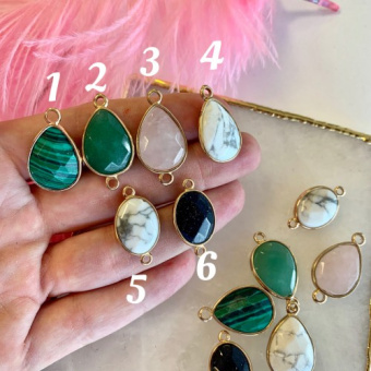 Коннектор/подвеска из натуральных камней, 25*20мм, позолота 24К