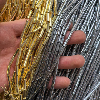 Гематит "Трубочка", 9*3 мм, нить