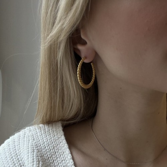 Серьги-кольца витые Итальянская фурнитура Матовая позолота 18К