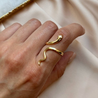 Кольцо "Змея" гладкое, безразмерное, позолота