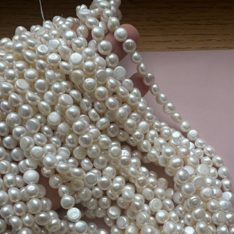 Жемчуг натуральный, 8*6 мм, нить