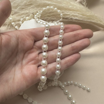 Бусины для рукоделия на нитях, 6/8 мм, пластик, имитация жемчуга, 50 см