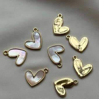 Подвеска "Сердце" с перламутром, 15,5*12,5 мм