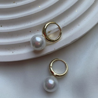 Серьги «Амалия», с жемчугом Майорка, 25*12 мм