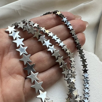 Гематит «Звезда» 10/8/5 мм, родирование/чернение, штука