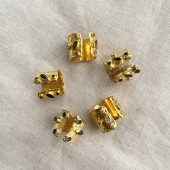 Кольцо с цветными циркониями, позолота 24К