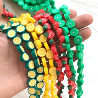 Каучуковые бусины "Фрукты", поштучно