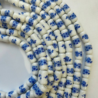 Бусина цилиндр расписная, керамика, 16,5*10 мм, штука