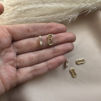 Разделитель на 3 нити с циркониями, 13*7 мм, позолота