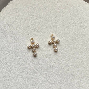 Подвеска "Крест" с Майоркой, 11*8 мм