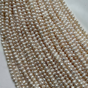 Жемчуг натуральный, овальный, 7*8 мм, нить