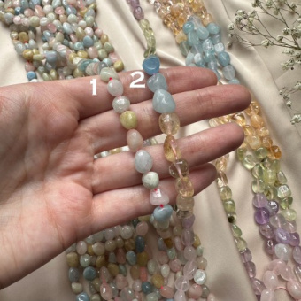 Натуральные камни "Микс", галтовка, нить