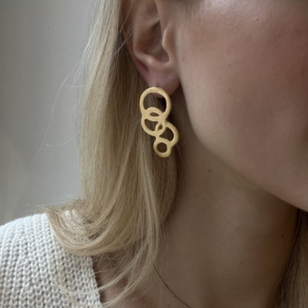 Швензы "Круги", Итальянская фурнитура. Матовая Позолота 18К.