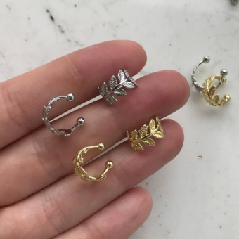 Кафф "Веточка" 10мм, позолота 18К/родирование