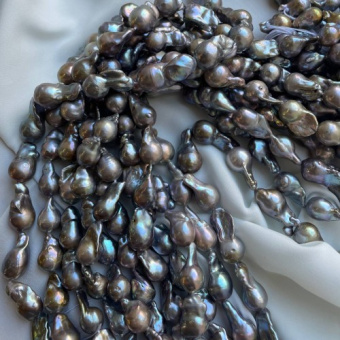 Жемчуг натуральный черный барочный, 15-25 мм