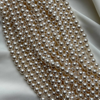 Жемчуг Майорка "Пудровый", гладкая бусина, 6 мм, нить