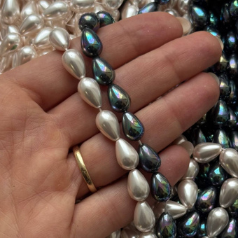 Жемчуг Майорка, "Капля", 12*8 мм, нить