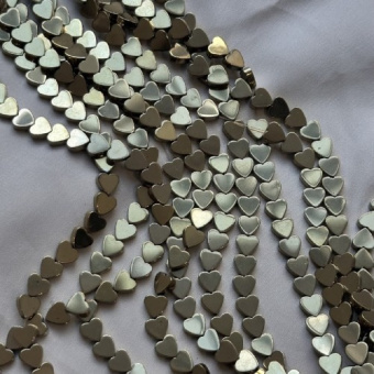 Бусина "Сердце", гематит 6 мм, 10 шт.