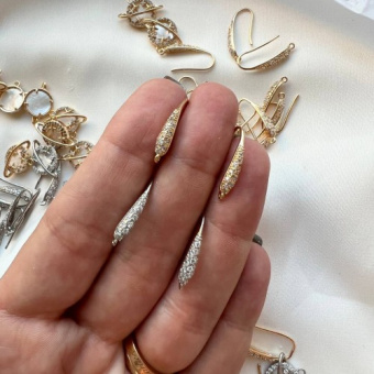 Швензы-крючки с цирконами, 20 мм