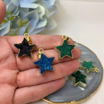 Подвеска, друза кварца, "Звезда" 25мм