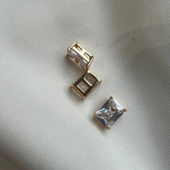 Бусина прямоугольная с ювелирным стеклом, 8*6 мм