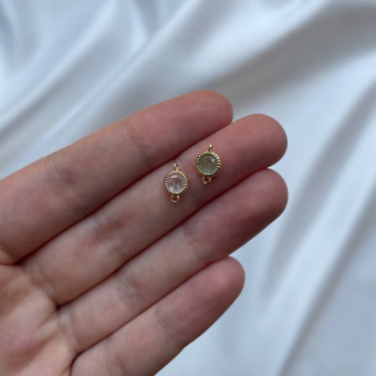 Коннектор с ювелирным стеклом "Круг", 6 мм