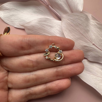 Подвеска "Космос" с циркониями, 17*15 мм