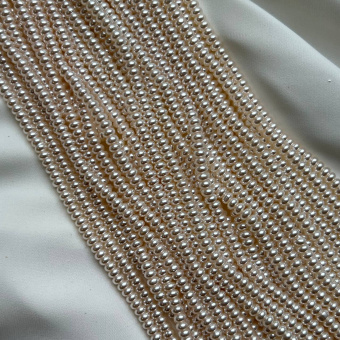 Жемчуг Майорка, белый, рондель 4.5*2.5 мм, нить