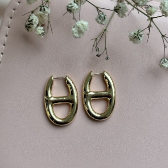Серьги-бублики в стиле Dior, 25*11 мм, позолота