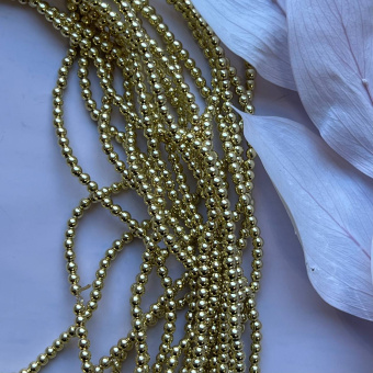 Гематит "Золотой", круглая бусина, 3 мм, нить