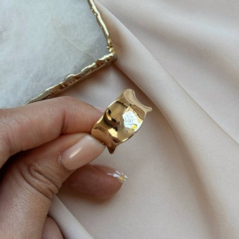 Кольцо "Мятое широкое", 13 мм, разъемное, позолота